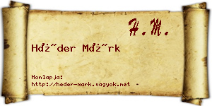 Héder Márk névjegykártya